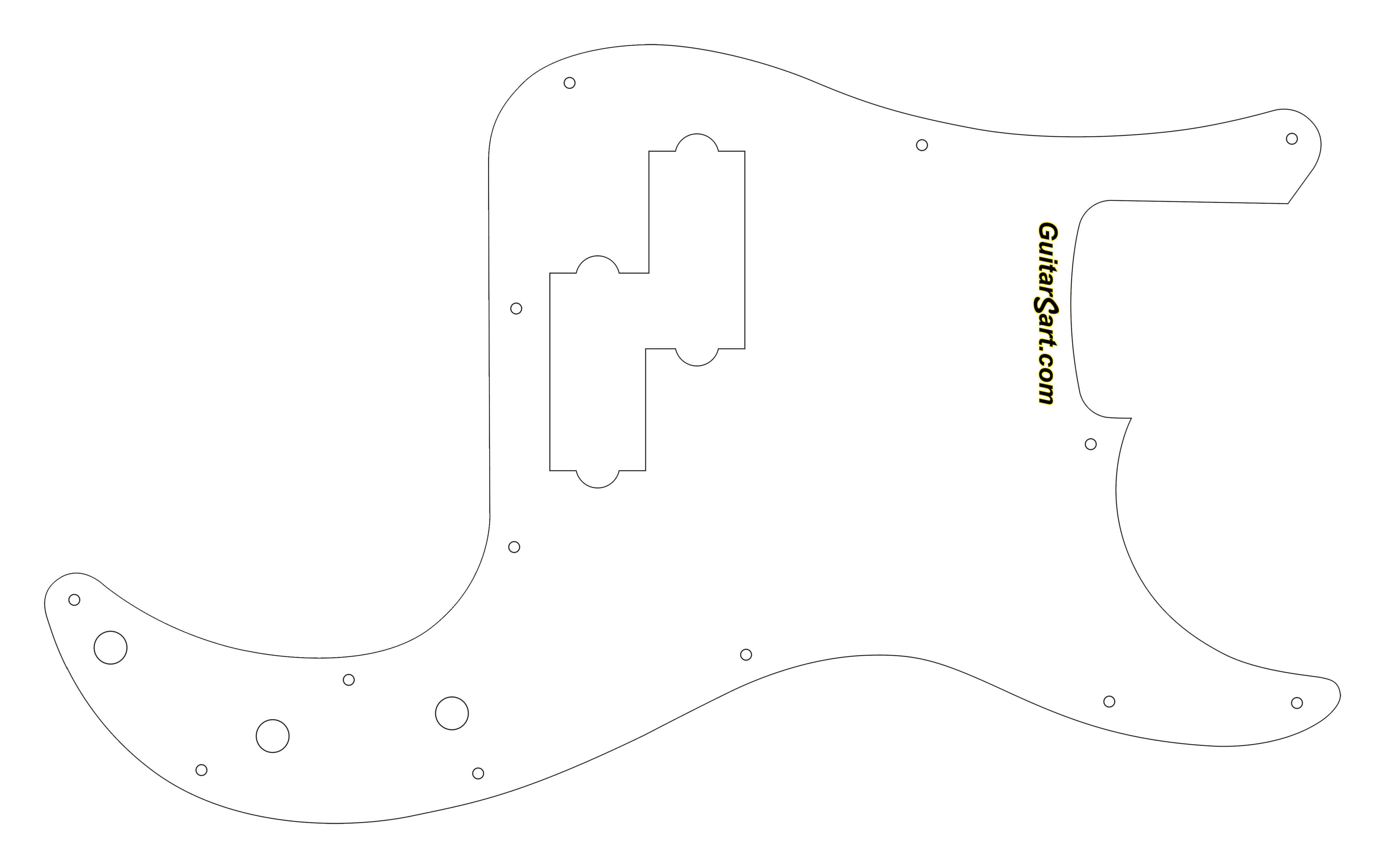 Fender® Precision Bass Style Pick Guard W Logo - Fender Precision Pickguard Black Clipart (4736x2969), Png Download