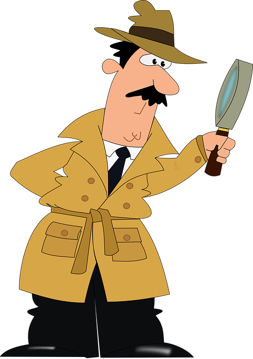 Detective, Investigation, Man, Police, Crime, Glass - Looking For Main Idea Clipart (508x720), Png Download