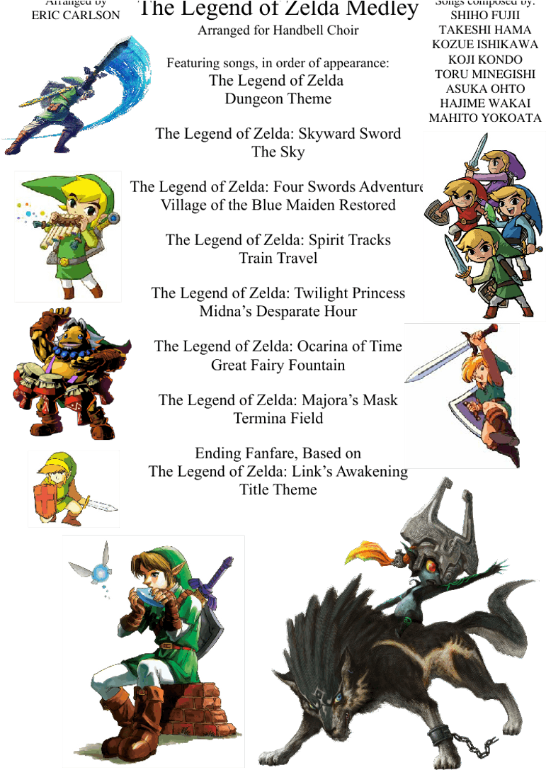The Legend Of Zelda Handbell Medley Sheet Music For - Twilight Princess Wolf Zelda Clipart (850x1100), Png Download