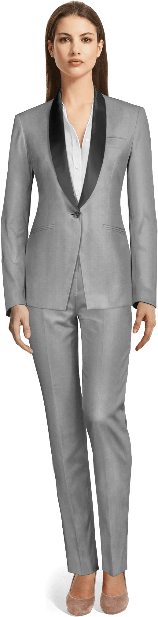 Grey Polyester Tuxedo - Tailleur Pantalone Donna Nero Clipart (655x2100), Png Download