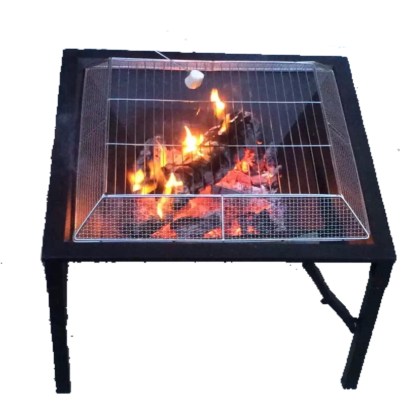27″ Outdoor Square Wood Fire Pit Foldable With Grillable - Flame Clipart (960x1280), Png Download