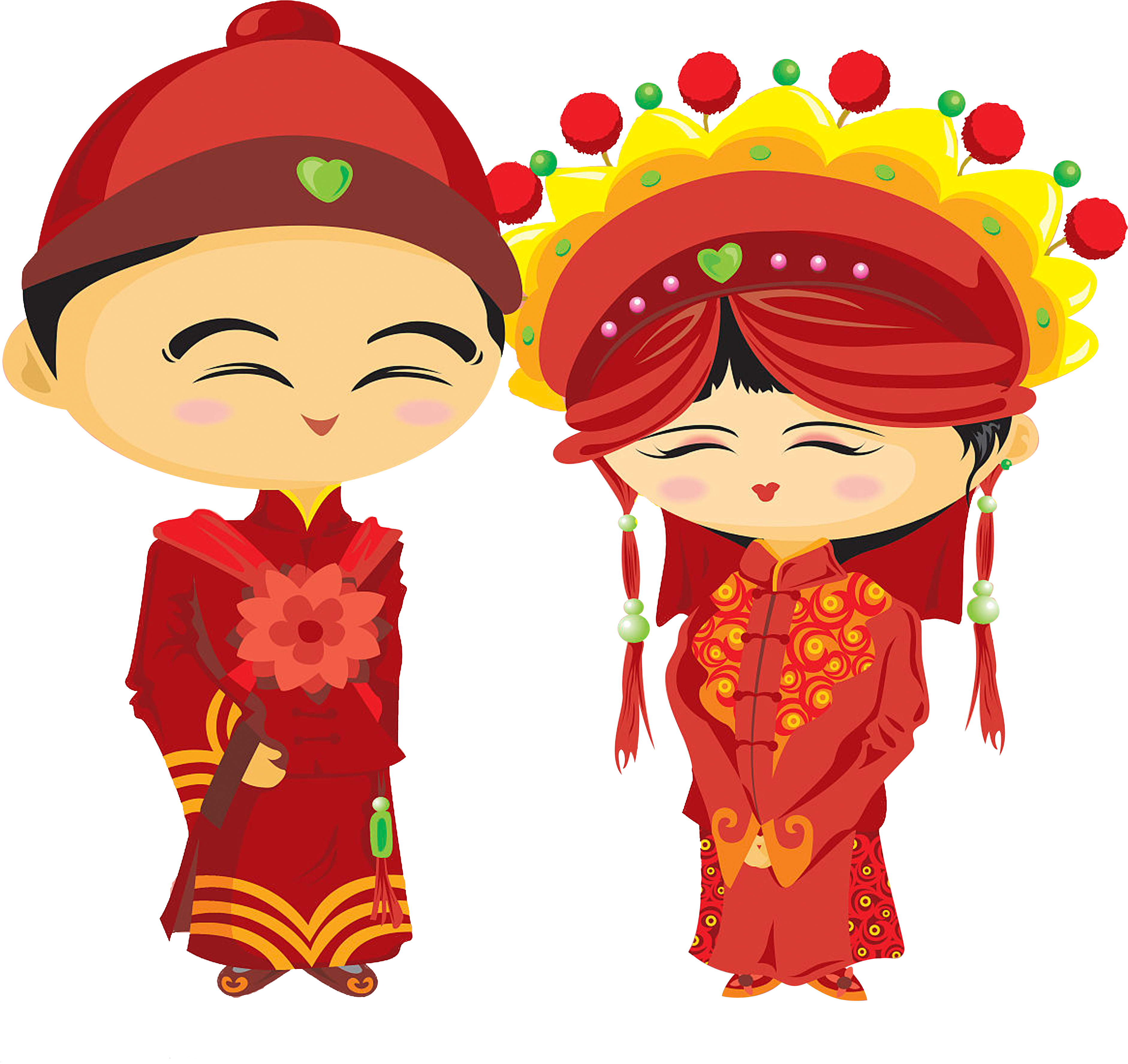 Wedding Bridegroom Chinese Marriage Illustration Smiling - Chinese Wedding Clipart (5000x5000), Png Download