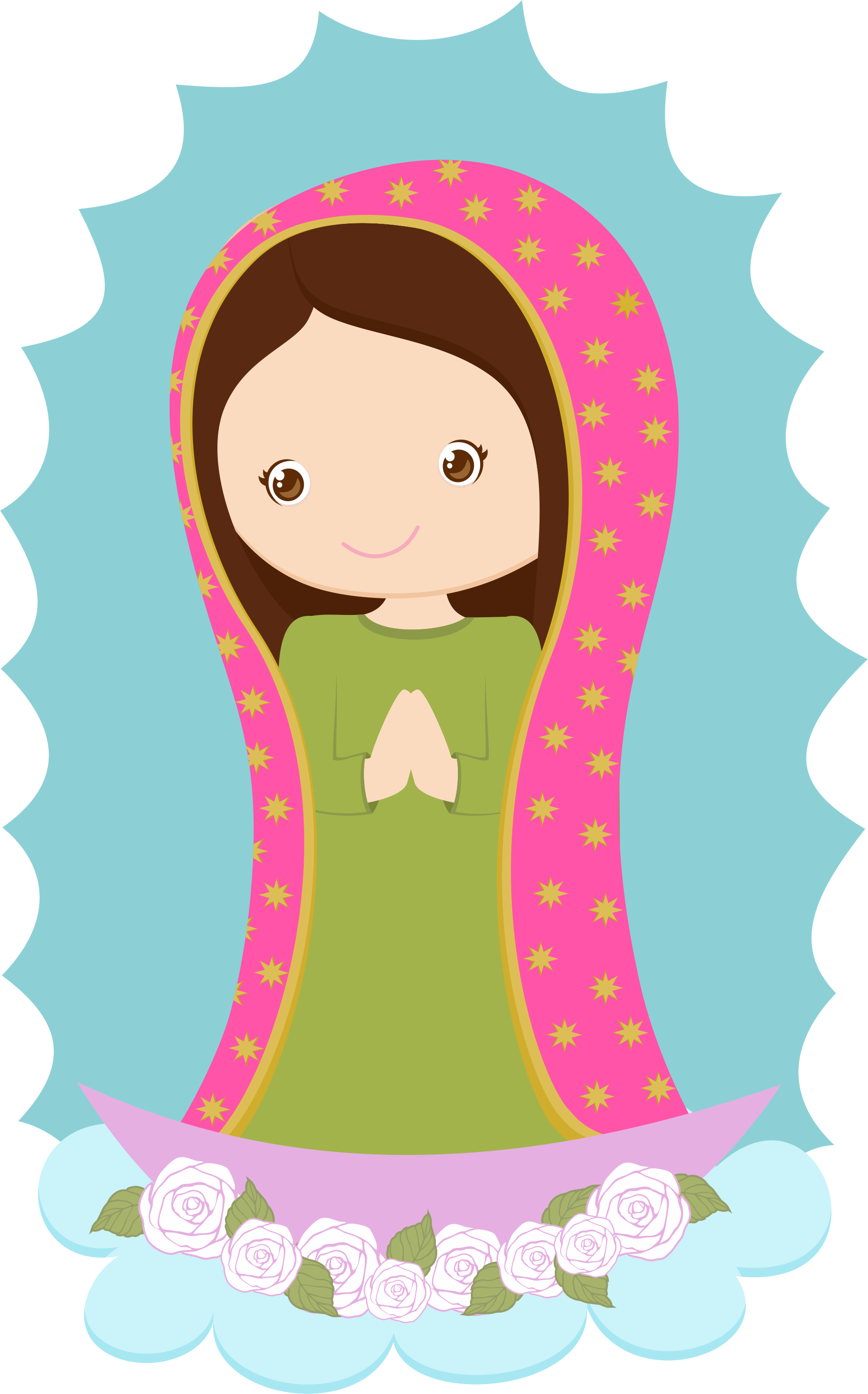 Virgen De Guadalupe - Nossa Senhora Rosa Mistica Desenho Clipart (1932x3101), Png Download