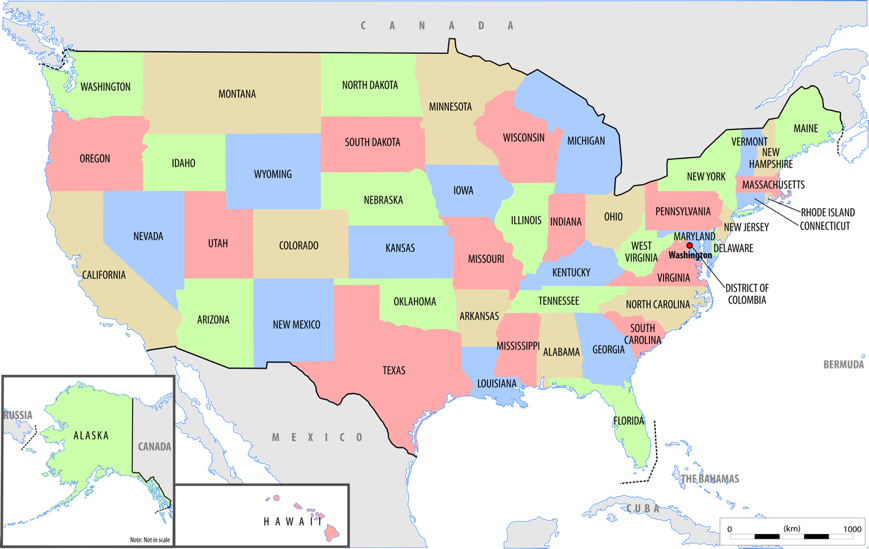 List Of States - Atlas Clipart (869x549), Png Download