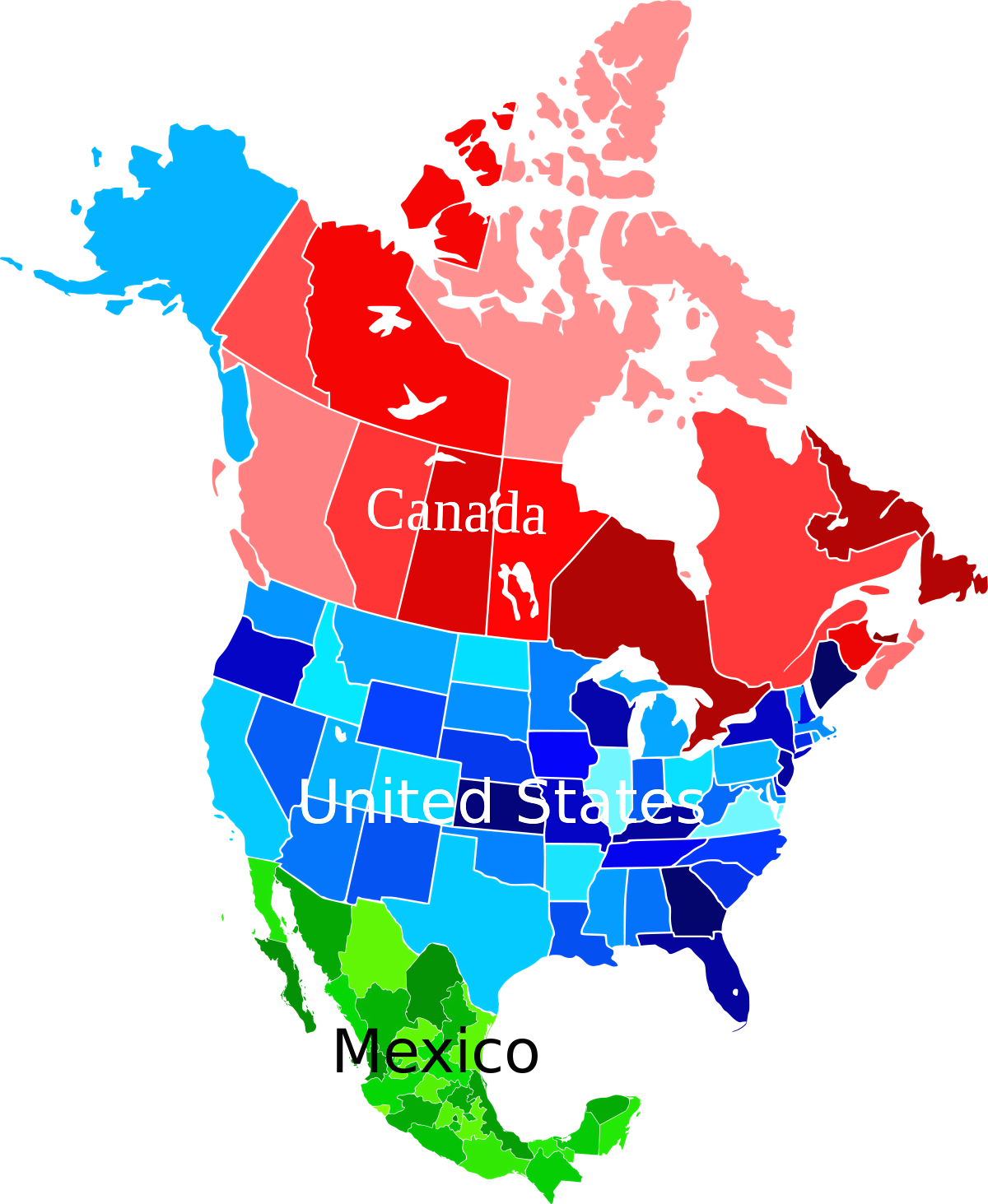 Continental United States Simple English Wikipedia - North America Map Colored Clipart (1200x1463), Png Download