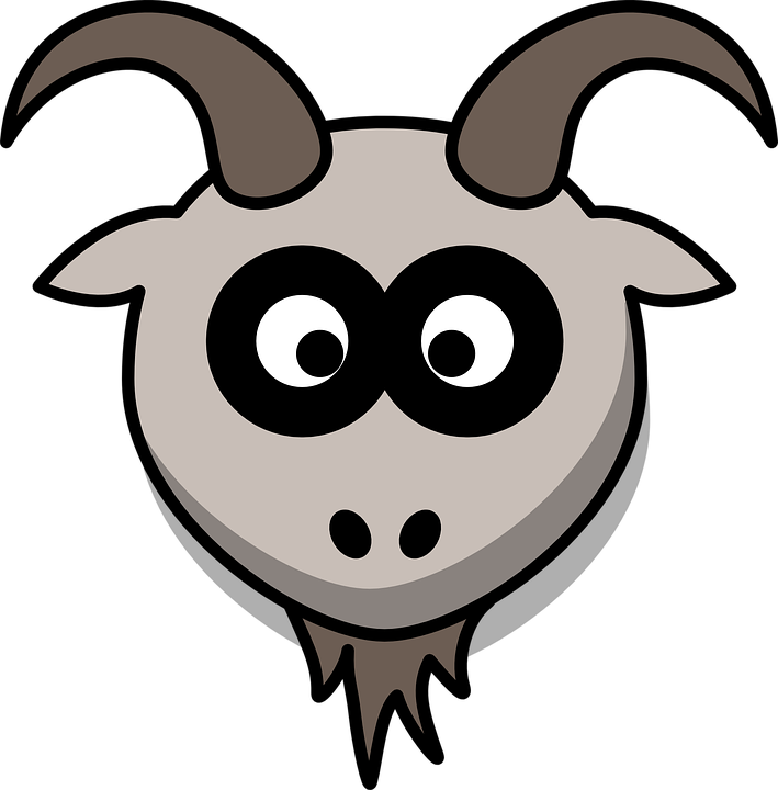 Goat Head Cartoon Gray Animal Mountains - Cartoon Goat Png Clipart (709x720), Png Download