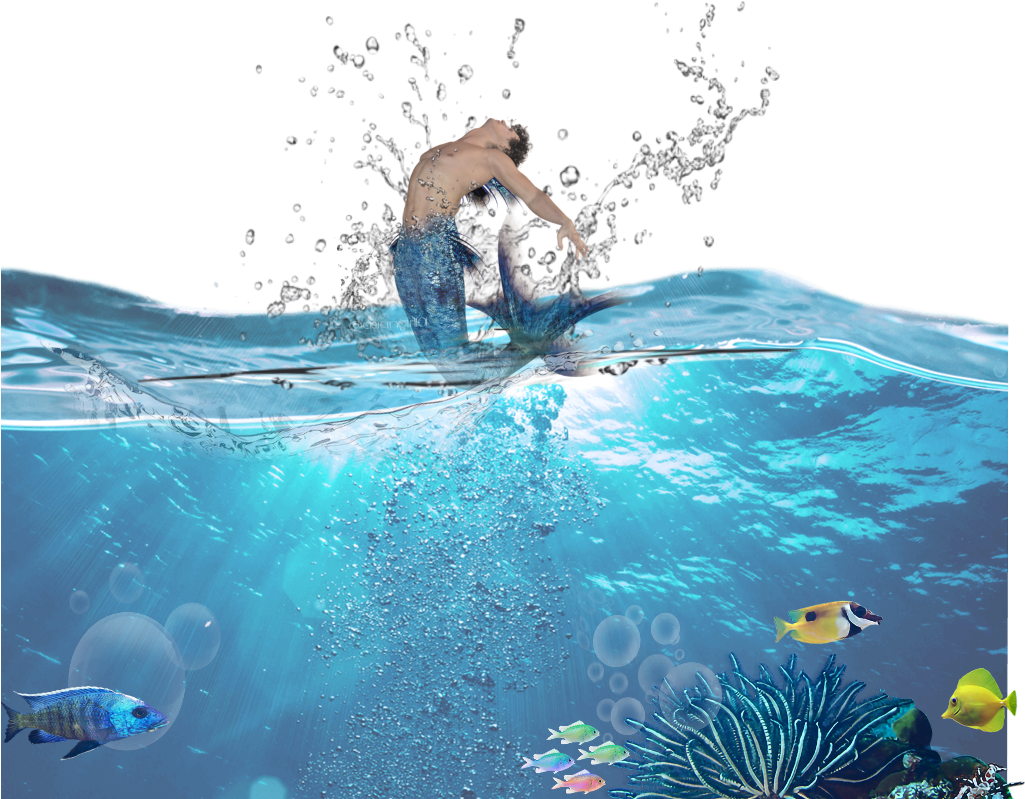 #ftestickers #fantasyart #mermaid #underwater #colorful - Sea Clipart (1024x1024), Png Download
