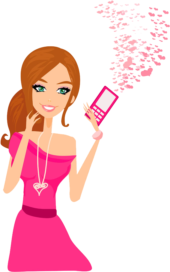 Mobile Phone Telephone Girl Clip Art - Mobile Call Cartoon - Png Download (777x973), Png Download