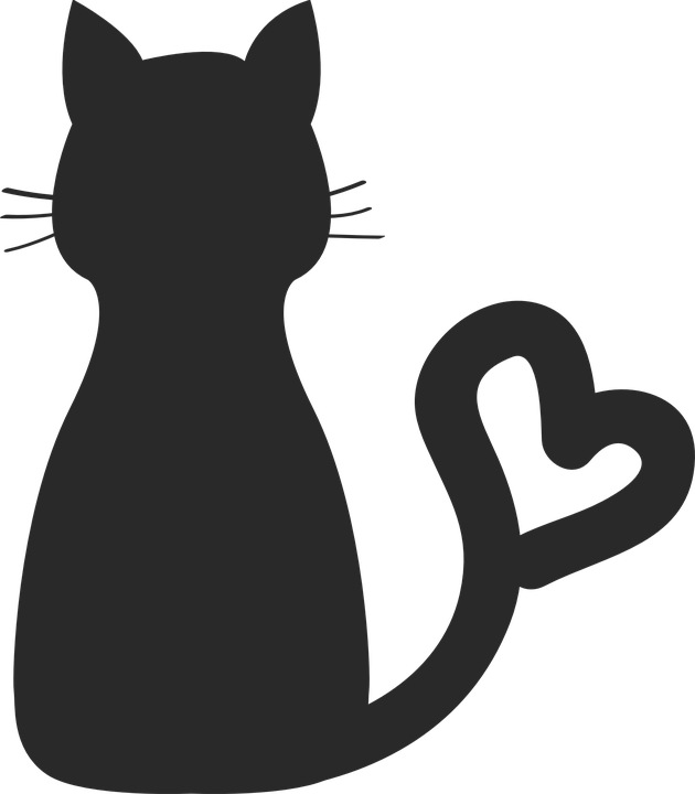 Kostenloses Bild Auf Pixabay - Cat Silhouette Heart Tail Clipart (630x720), Png Download