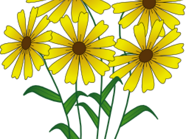 Yellow Flower Clipart Spring Flower - Simple Drawn Flower Outlines - Png Download (640x480), Png Download