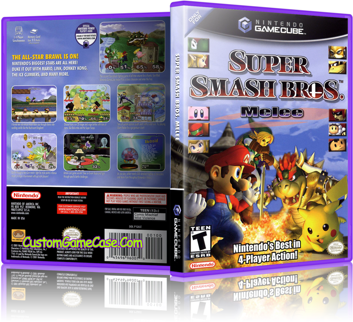 Super Smash Bros Melee Front Cover Case - Super Smash Bros Melee Precio Clipart (800x685), Png Download