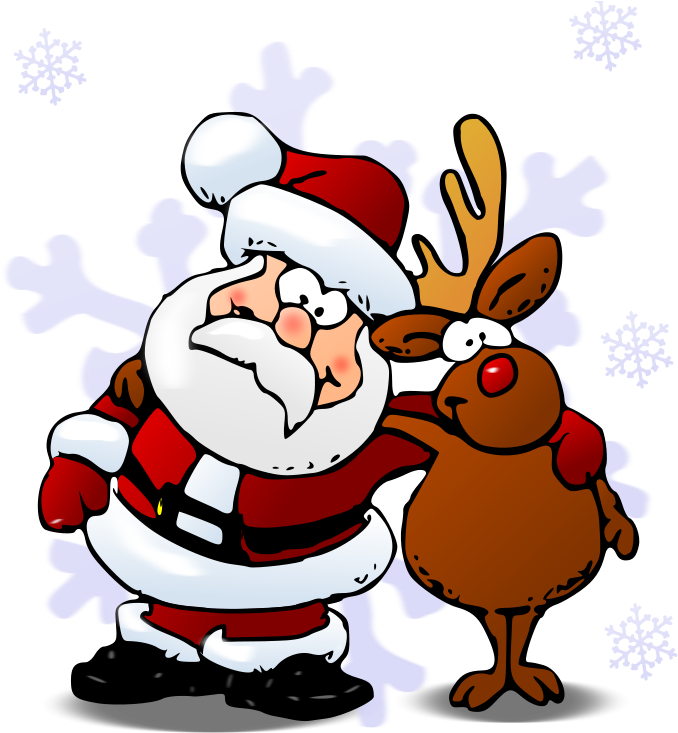 Rudolph Free Clipart - Santa And Rudolph Cartoon - Png Download (700x800), Png Download