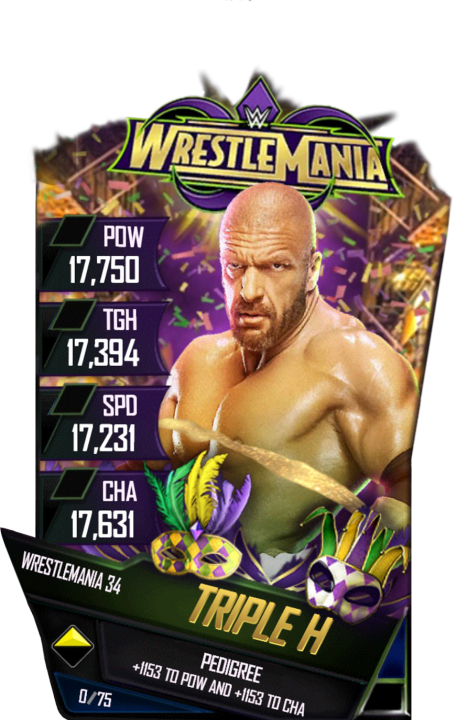 Tripleh S4 19 Wrestlemania34 - Wrestlemania 34 Card Wwe Supercard Clipart (456x720), Png Download