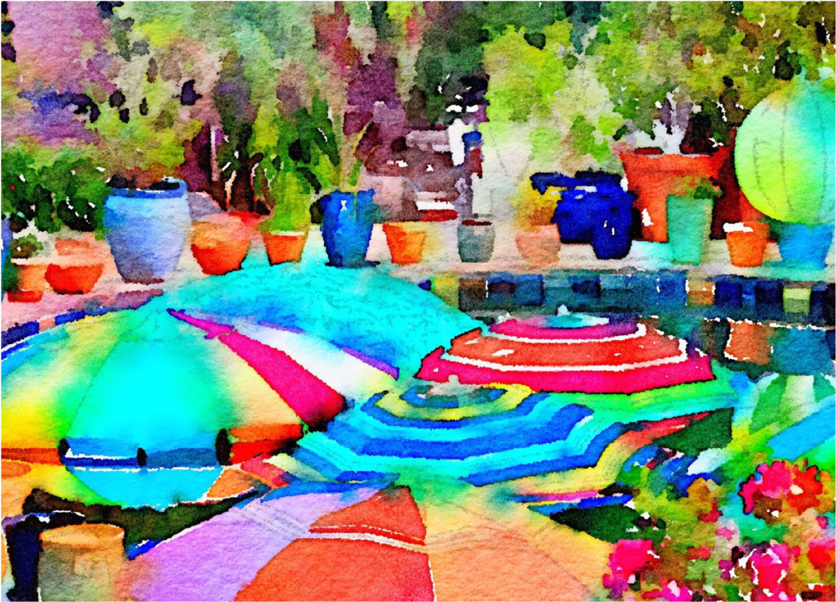 Beach Umbrella 102d Notecard - Painting Clipart (1440x1440), Png Download