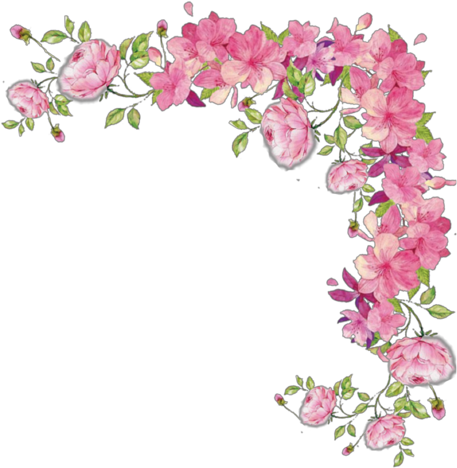 #ftestickers #border #corner #vine #roses #pink - Paint Flowers Border Design Clipart (1024x1024), Png Download