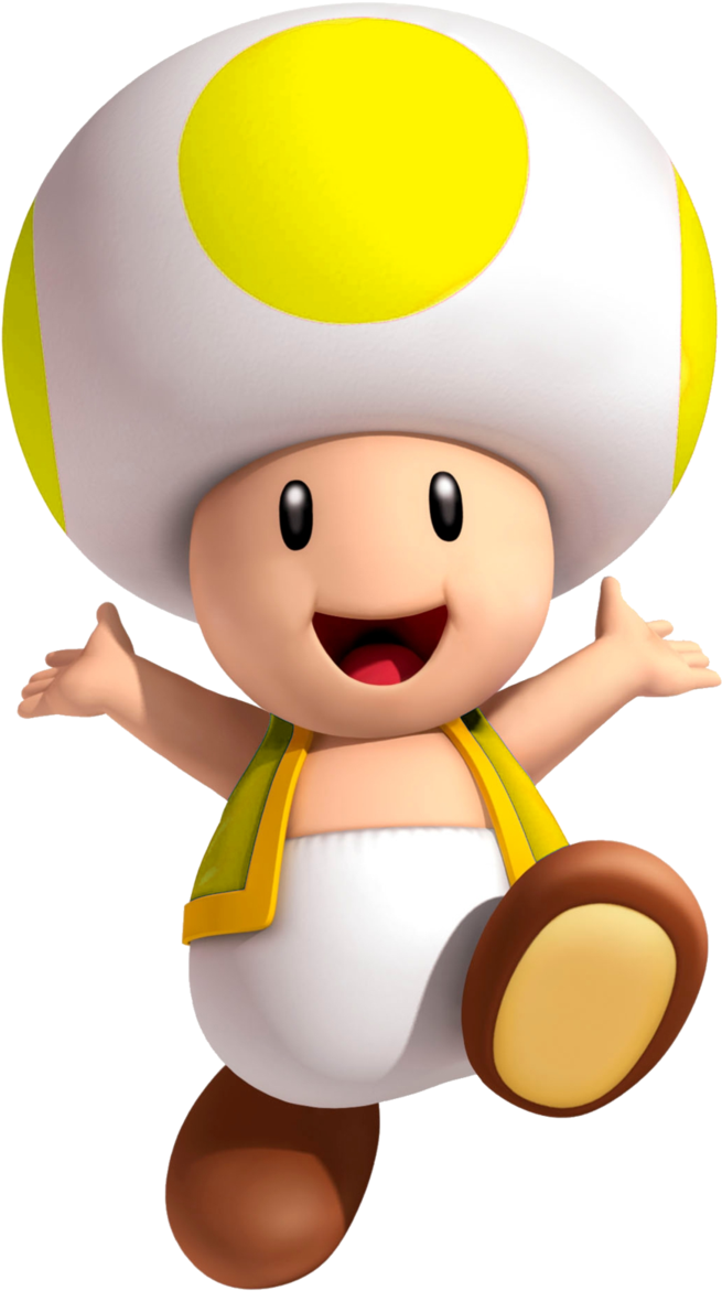 Super Mario Brothers, Mario Kart, Pad, Kawaii, Tekens, - Super Mario Yellow Toad Clipart (678x1177), Png Download