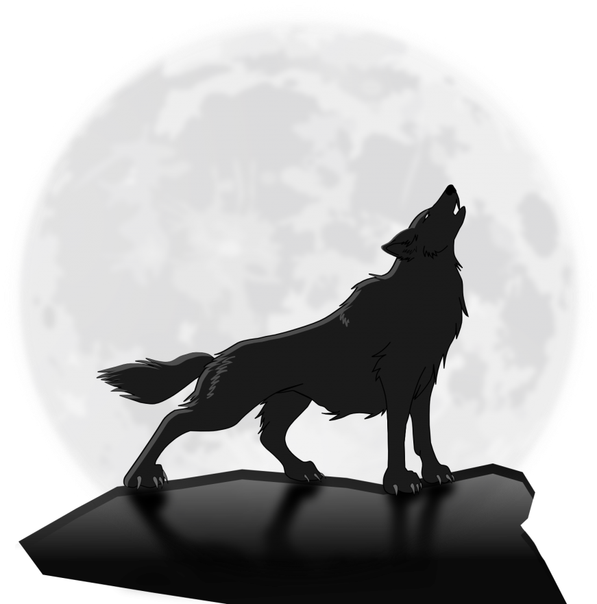 Crescent Moon Black - Howling Wolf Transparent Clipart (1024x896), Png Download