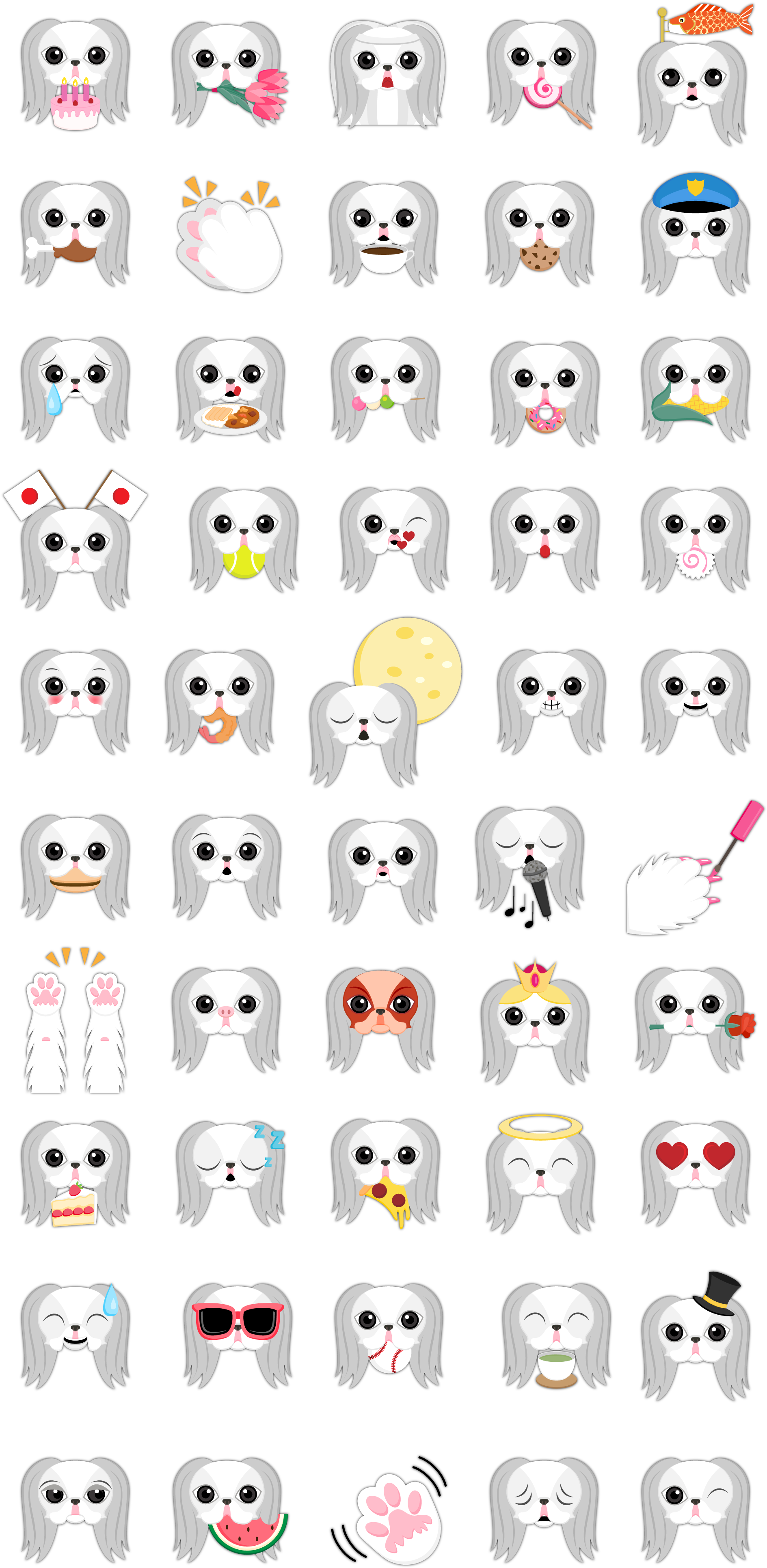 Japanese Chin Emoji Stickers Are You A Japanese Chin - Cartoon Clipart (2000x4000), Png Download