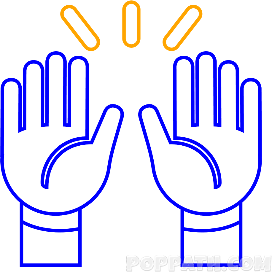 Add 3 Ray Marks As Shown To Give The Emoji Extra Detail - Emoji Clipart Black And White Hands - Png Download (1000x1000), Png Download