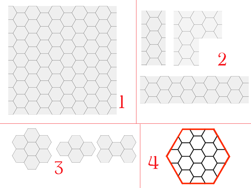 1) Square Tile, Hex Grid 2) Rooms Cut To Fit, Hex Grid - Circle Clipart (800x600), Png Download