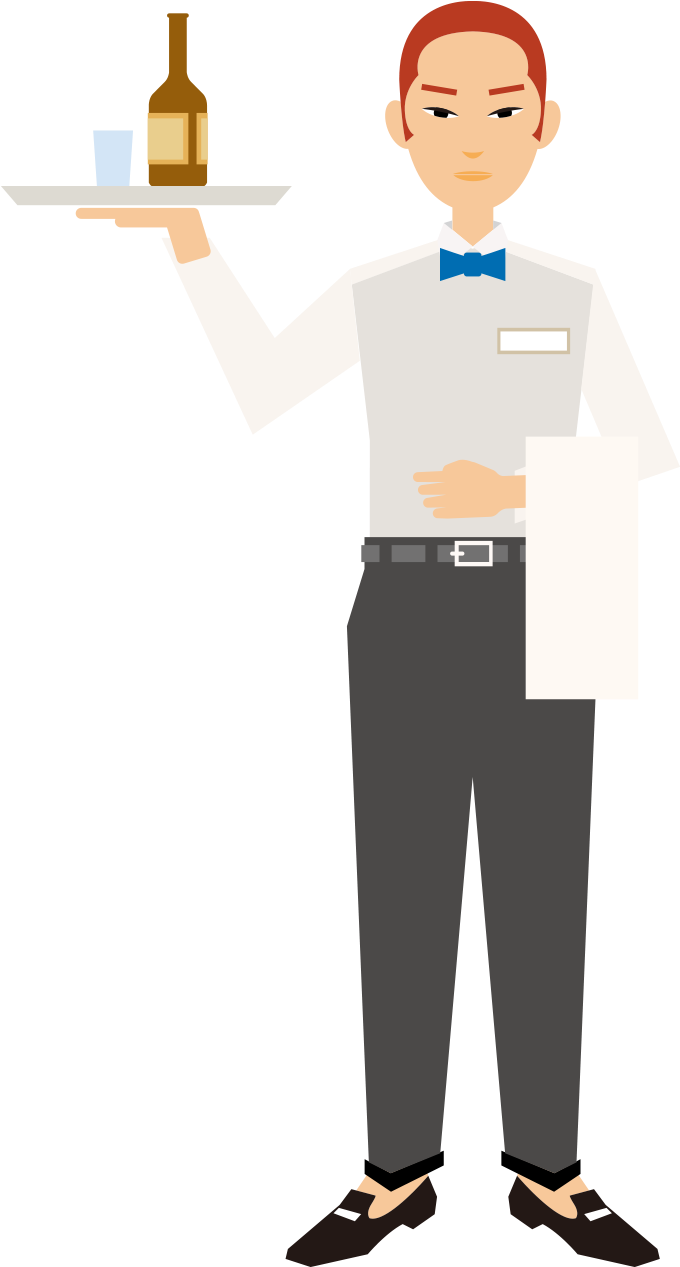 Hotel Illustration Painted Flat Short Staff - Cartoon Waitress Retro Png Clipart (945x1289), Png Download