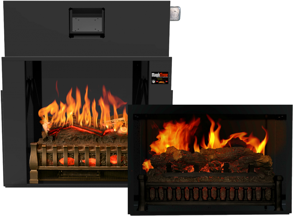 Electrical Fireplace New Electric Fireplaces - Magikflame Insert Clipart (973x718), Png Download