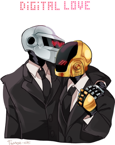 Art Daft Punk Digital Love Gay Robots - Daft Punk Animacion Love Clipart (500x622), Png Download