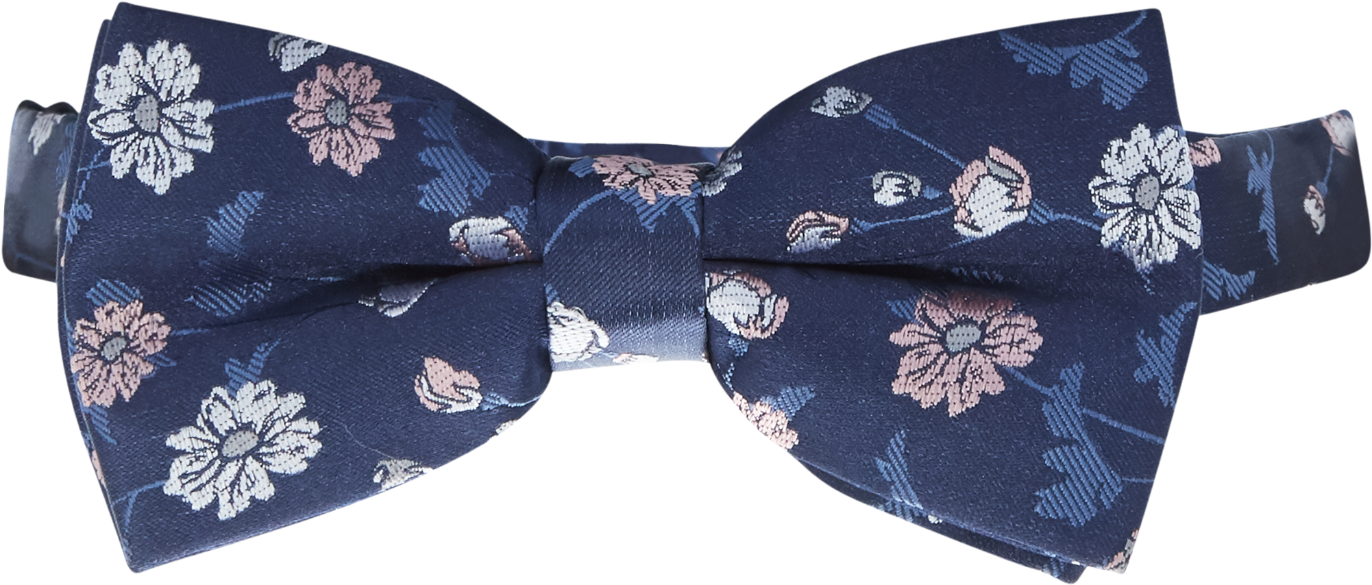 Navy Floral Bow Tie - Paisley Clipart (2002x854), Png Download