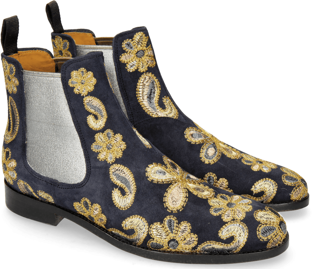 Ankle Boots Roberta 8 Lima Night Blue Embrodery Paisley - Damen Stiefeletten Chelsea Boots Ankle Boots Von Melvin Clipart (1024x1024), Png Download