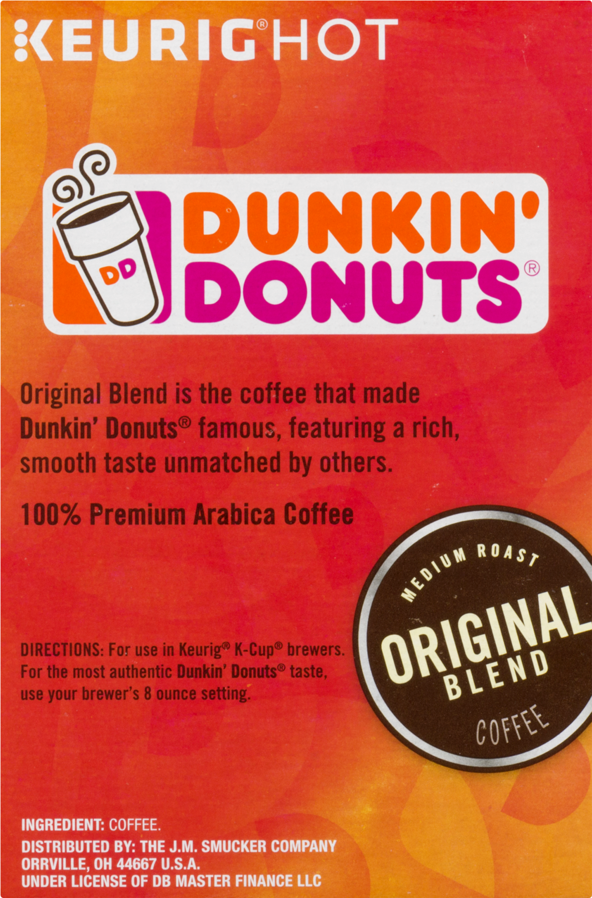 Dunkin' Donuts Original Blend Coffee K-cup Pods, Medium Clipart (1800x1800), Png Download