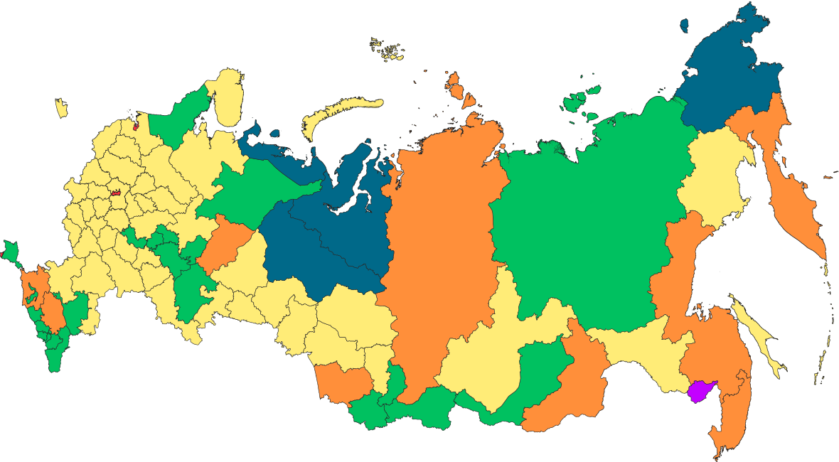 Federal Subjects Of Russia - Russia Map States Clipart (1180x650), Png Download