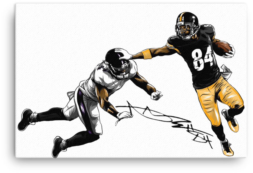 Boomin Past Defense Antonio Brown Steelers Canvas - Player Clipart (1000x1000), Png Download