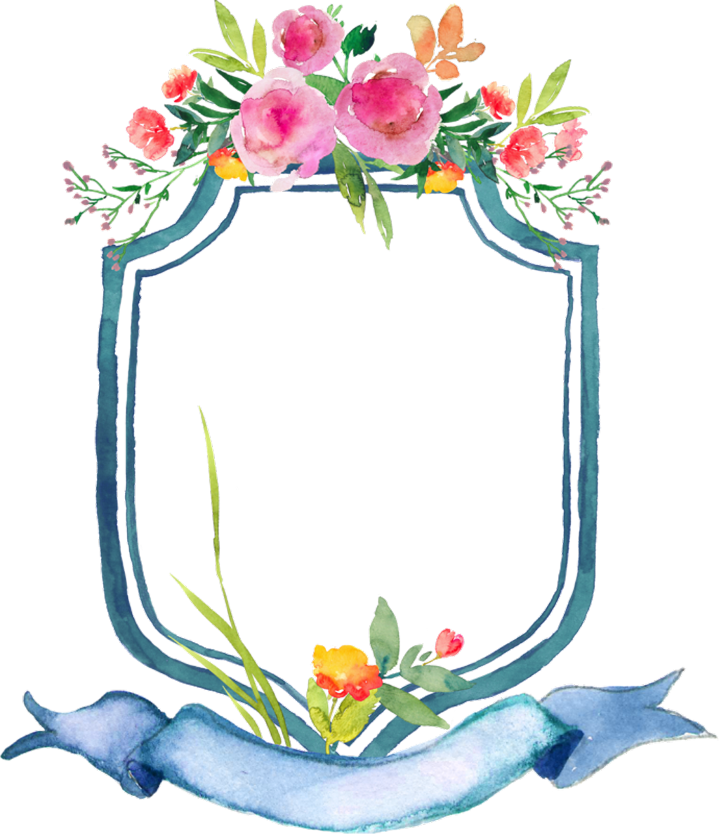 #ribbon #flower #frame #spring #summer #colorful #floral - Watercolor Crest Clipart (1024x1187), Png Download