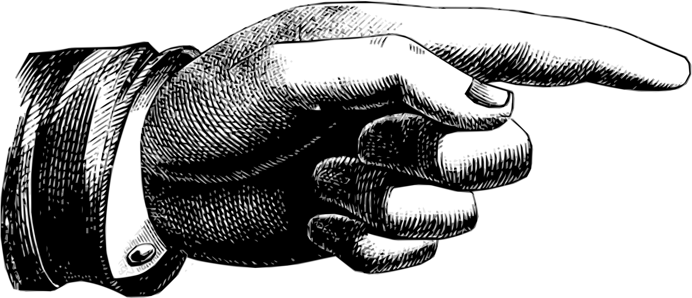 By Scyg Vectorized Vintage Graphic On Openclipart Ⓒ - Vintage Pointing Hand Png Transparent Png (2350x1012), Png Download