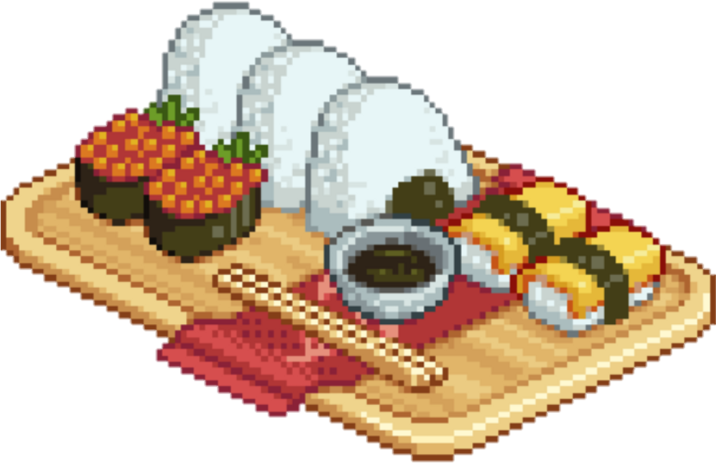 #pixel #sushi #cute #png #tumblr #food #red #yellow - Japanese Pixel Art Aesthetic Clipart (1024x708), Png Download