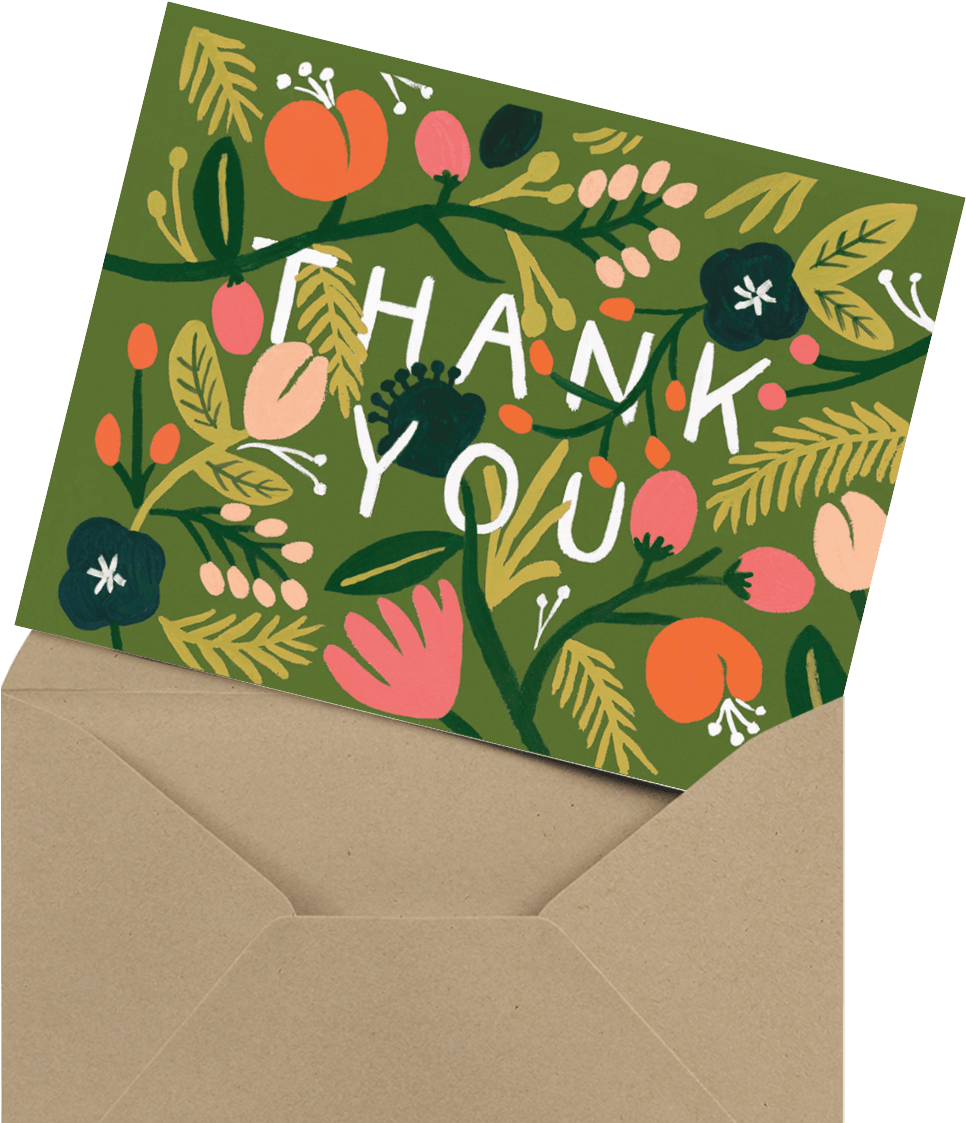 Beautiful Jungle Wedding Thank You Card - Greeting Card Clipart (1200x1200), Png Download