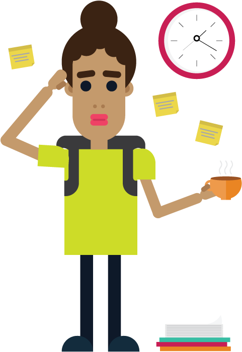 Stressed Student With To Do Lists And Coffee - Stressed Student Png Clipart Transparent Png (501x728), Png Download