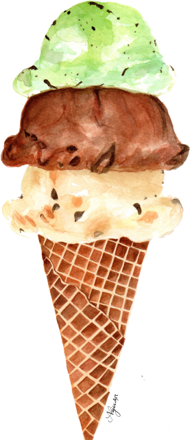 Ice Cream In Watercolor - Ice Cream Watercolor Png Clipart (500x638), Png Download