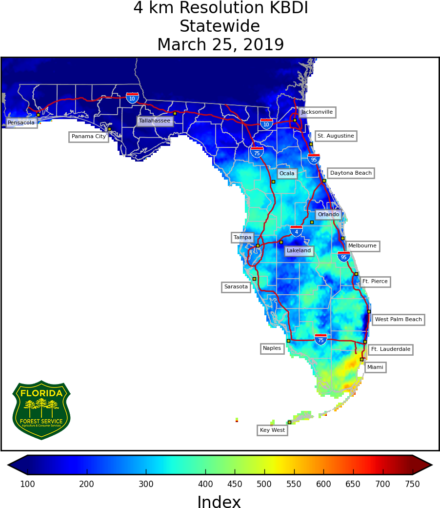 Observed Weather Map - Florida Forest Service Clipart (1600x1200), Png Download