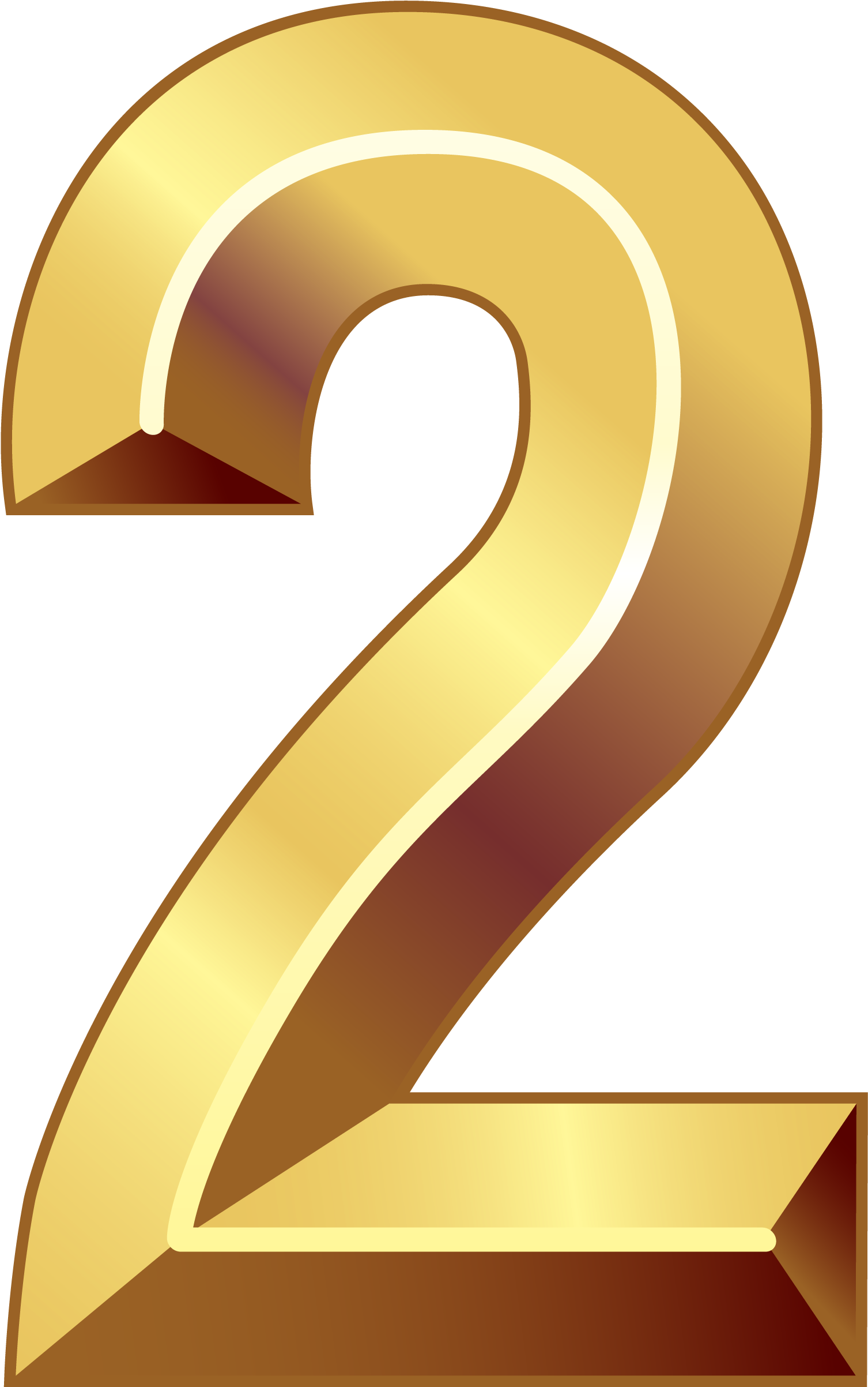 Gold Number Two Png Clipart Image - 2 Number Png Hd Transparent Png (1716x2500), Png Download