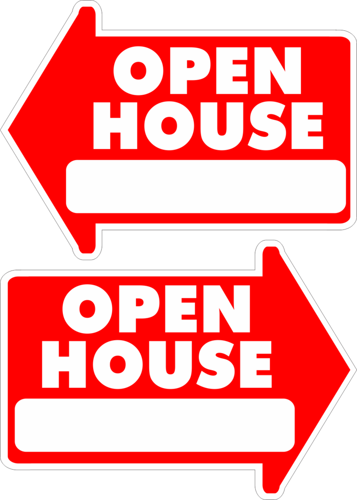 Open House Arrow Shape Yard Sign - House Vector Clipart (732x1024), Png Download