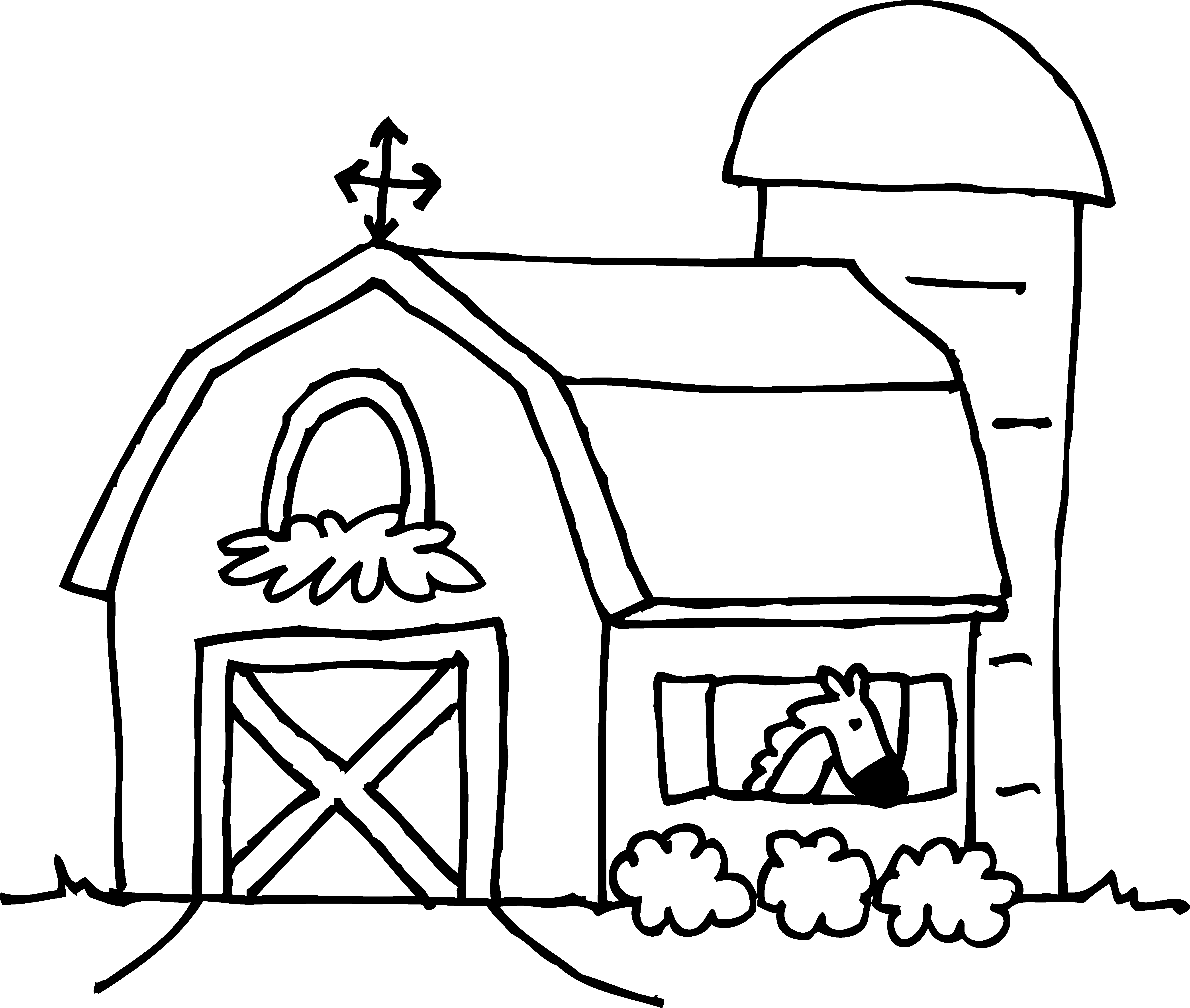 Barn Coloring Pages - Barn For Coloring Clipart (5367x4547), Png Download