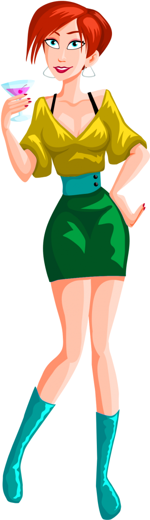 Download Girl Drinking Vector Png Transparent Image - Lady Transparent Cartoon Png Clipart (500x1131), Png Download