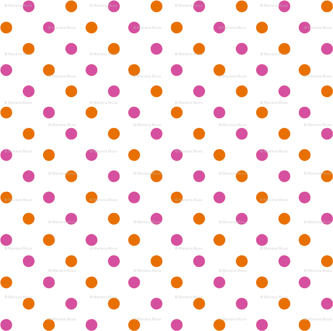 Fun Flowers Pink Orange Polka Dots Fabric - Dots Pattern Clipart (1125x1125), Png Download