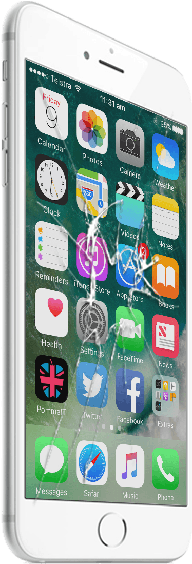 An Iphone 6 With Smashed Screen - Apple Iphone 7 Plus Silikon Kılıf Sis Mavisi Clipart (532x1136), Png Download