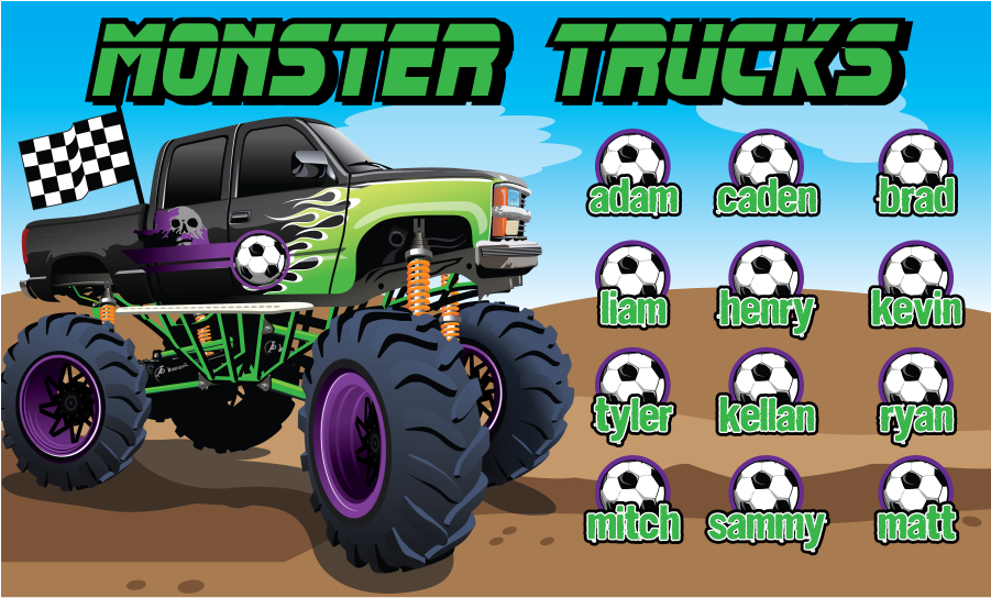 3'x5′ Vinyl Banner Monster Trucks - Monster Truck Clipart (900x900), Png Download