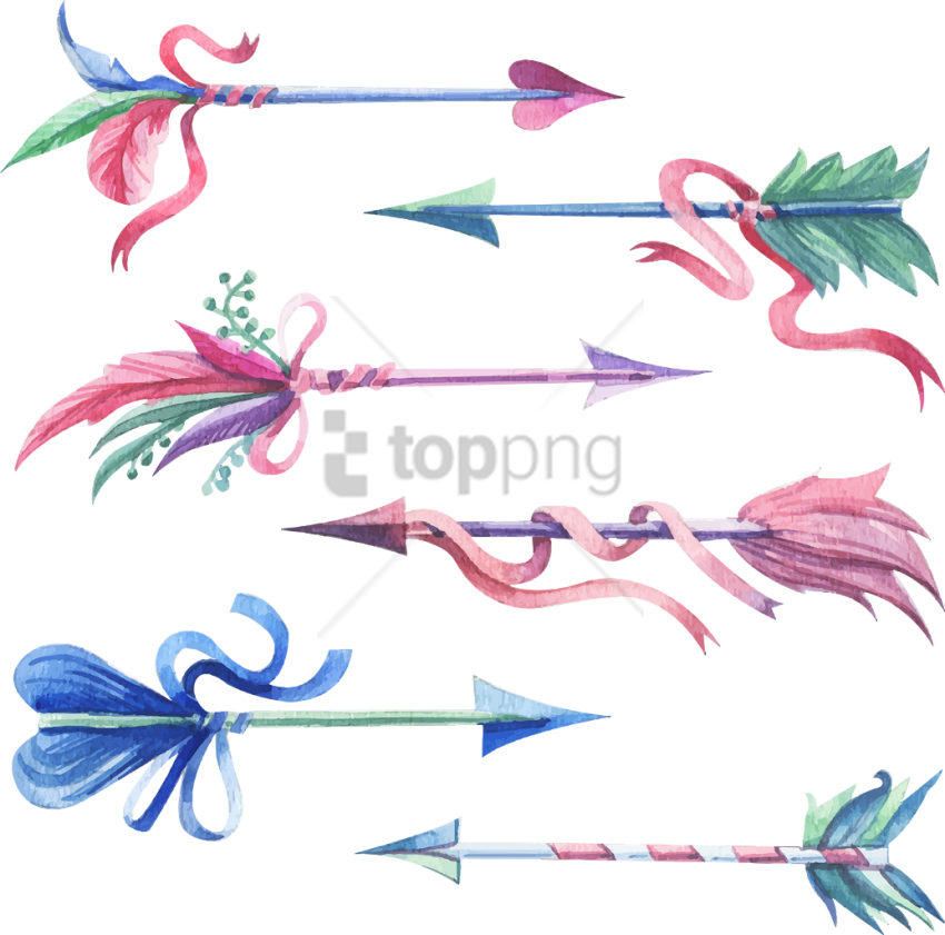 Free Png Download Blue Watercolor Arrow Png Images - Watercolor Arrows With Feathers Clipart (850x841), Png Download