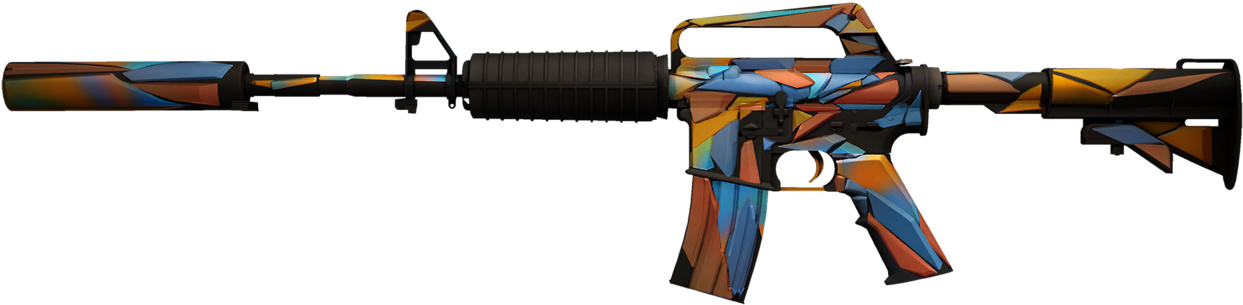 Leaded Glass - M4a1s Leaded Glass Ft Clipart (1280x351), Png Download