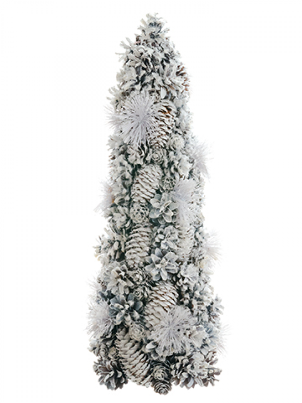 18" Glittered Pine/pine Cone Cone Topiary White Glittered - Christmas Tree Clipart (800x800), Png Download