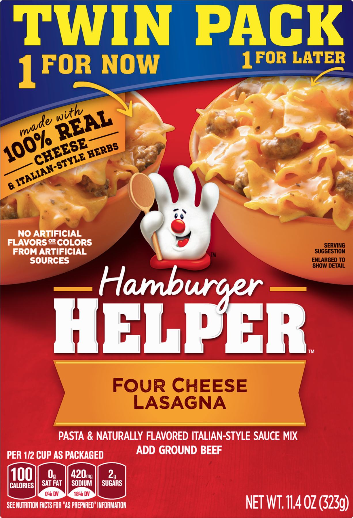 Hamburger Helper Four Cheese Lasagna Twin Pack, - Hamburger Helper Cheesy Taco Clipart (1800x1800), Png Download